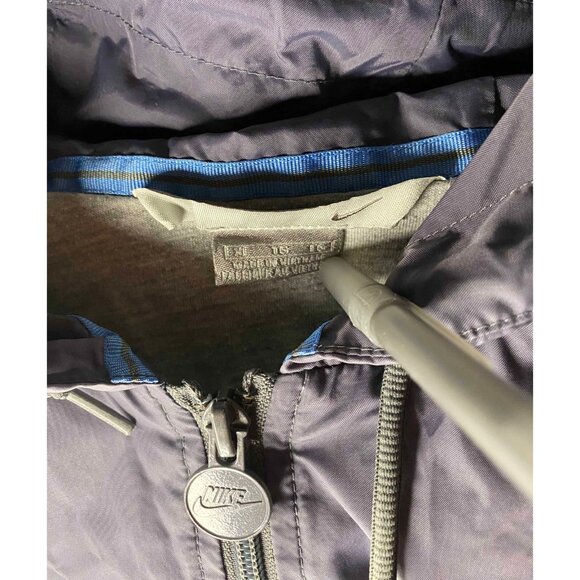 Nike Gray Spellout Windbreaker Jacket Mens XL Retro 90s Y2K Gray Tag Hoodie - Picture 3 of 7